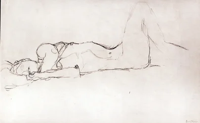 ベッドで裸の女性、1914年頃